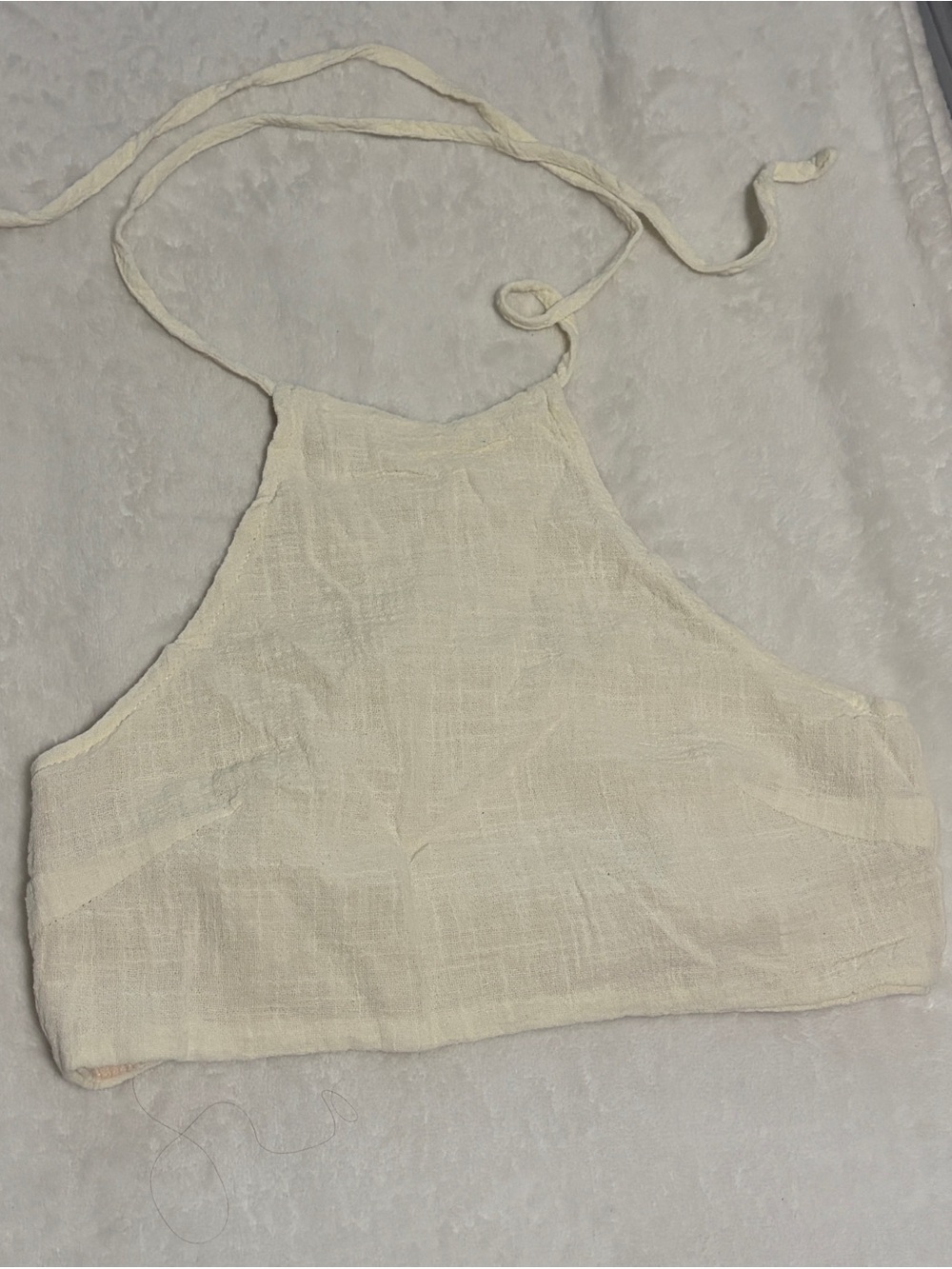 En Crème Boho Cream Linen-Look Halter Neck Backless Top
